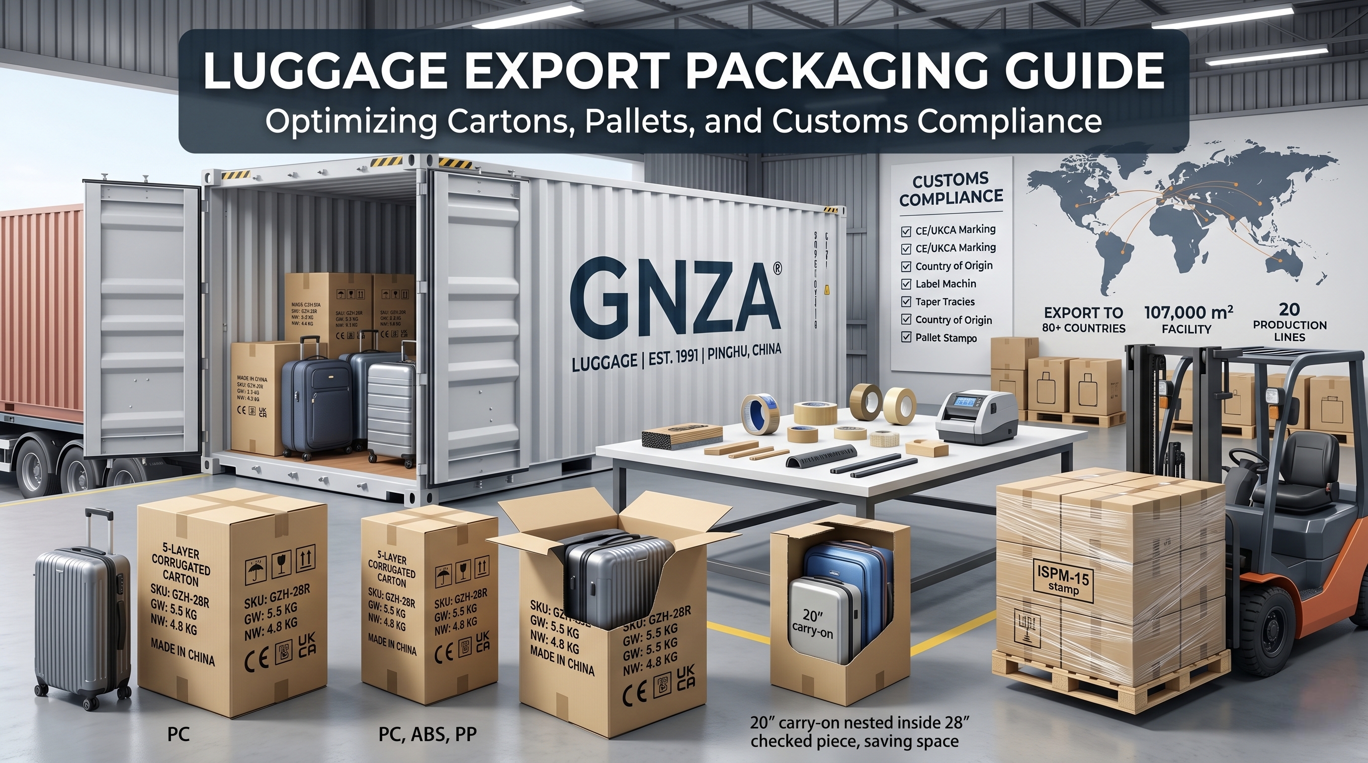 Luggage Export Packaging Guide: How GNZA Ships to 80+ Countries
